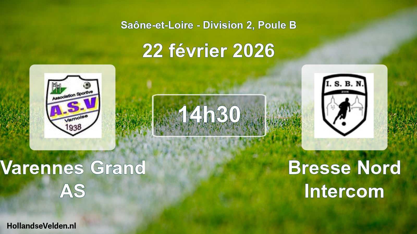 Match programmé: Varennes Grand AS - Bresse Nord Intercom (22 février 2026)