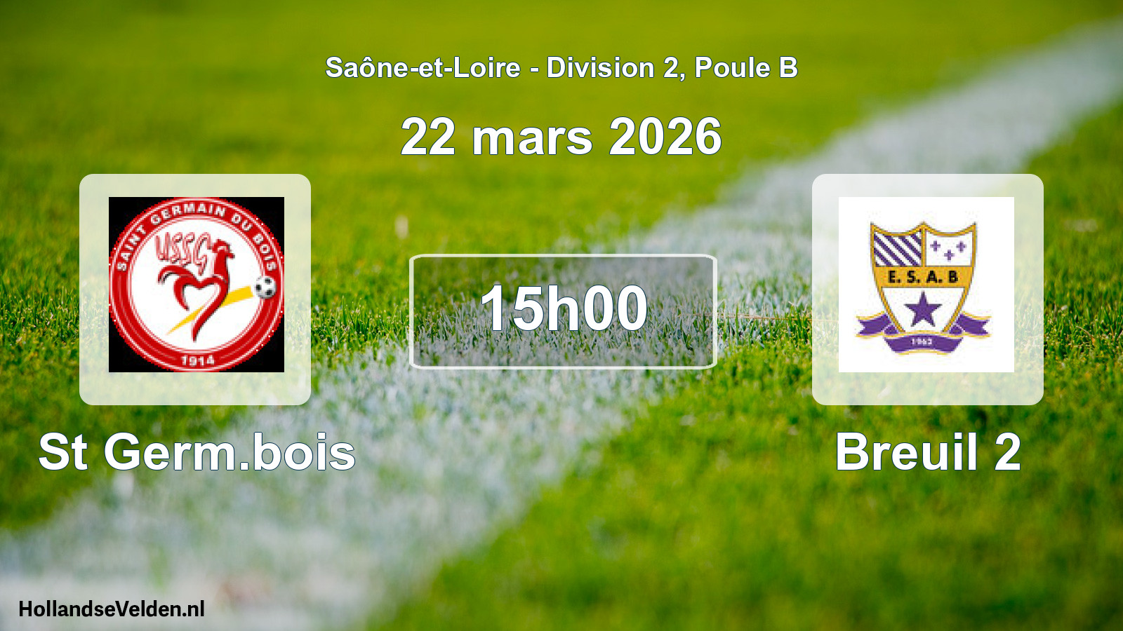 Match programmé: St Germ.bois - Breuil 2 (22 mars 2026)