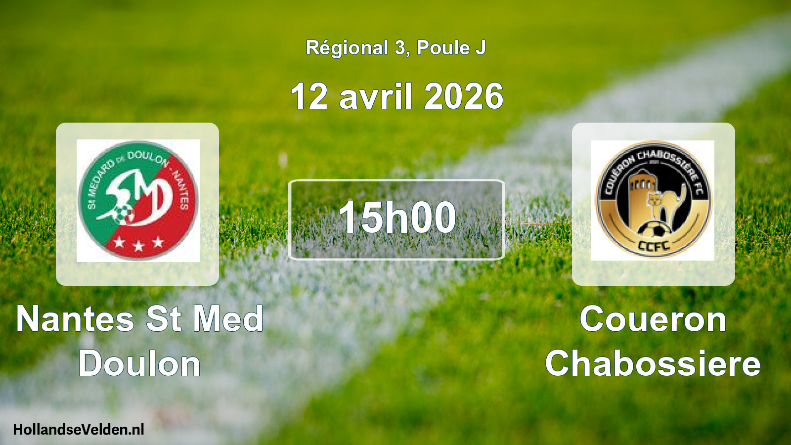 Geplande wedstrijd: Nantes St Med Doulon - Coueron Chabossiere (12 avril 2026)