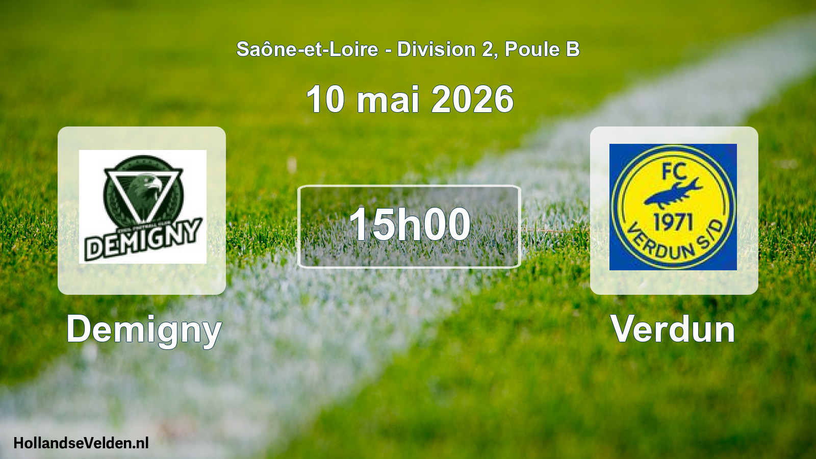 Match programmé: Demigny - Verdun (10 mai 2026)