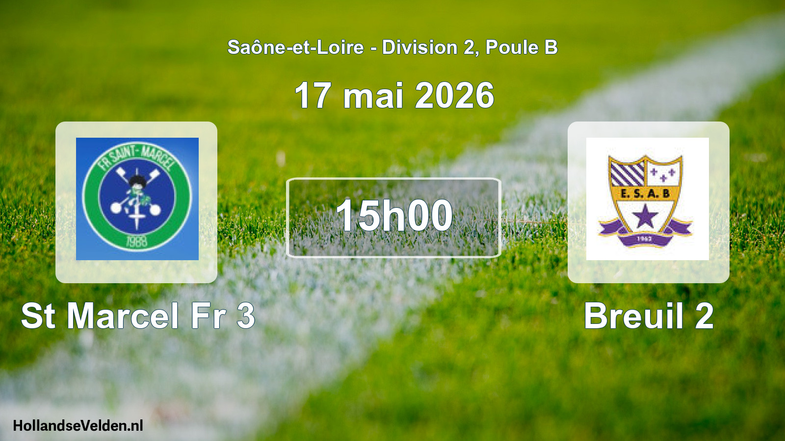 Match programmé: St Marcel Fr 3 - Breuil 2 (17 mai 2026)