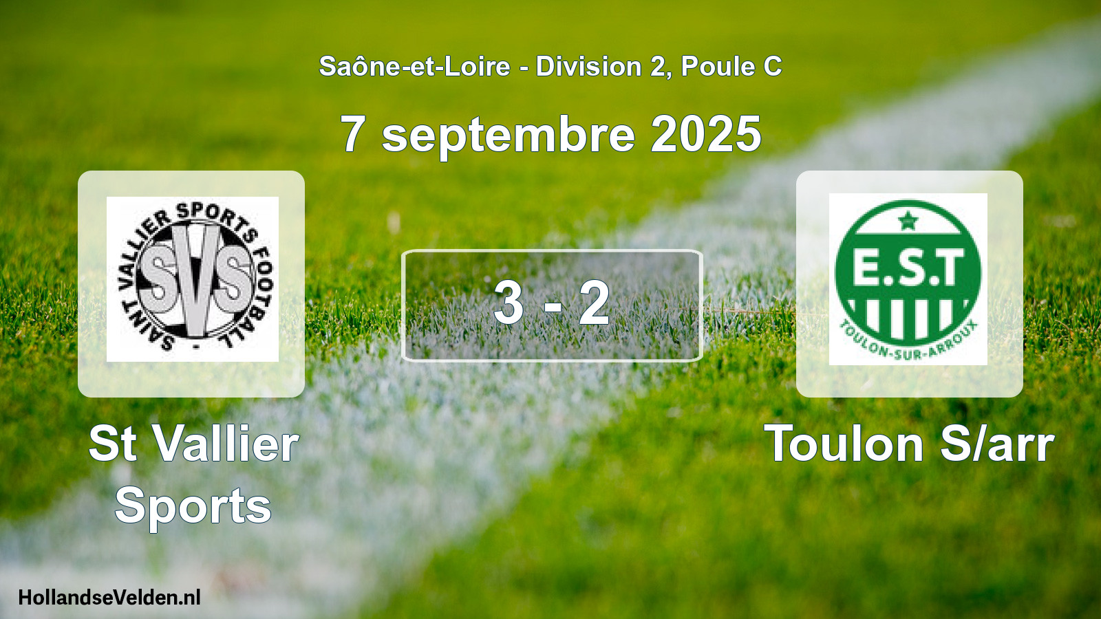 Match joué: St Vallier Sports - Toulon S/arr 3 - 2 (7 septembre 2025)