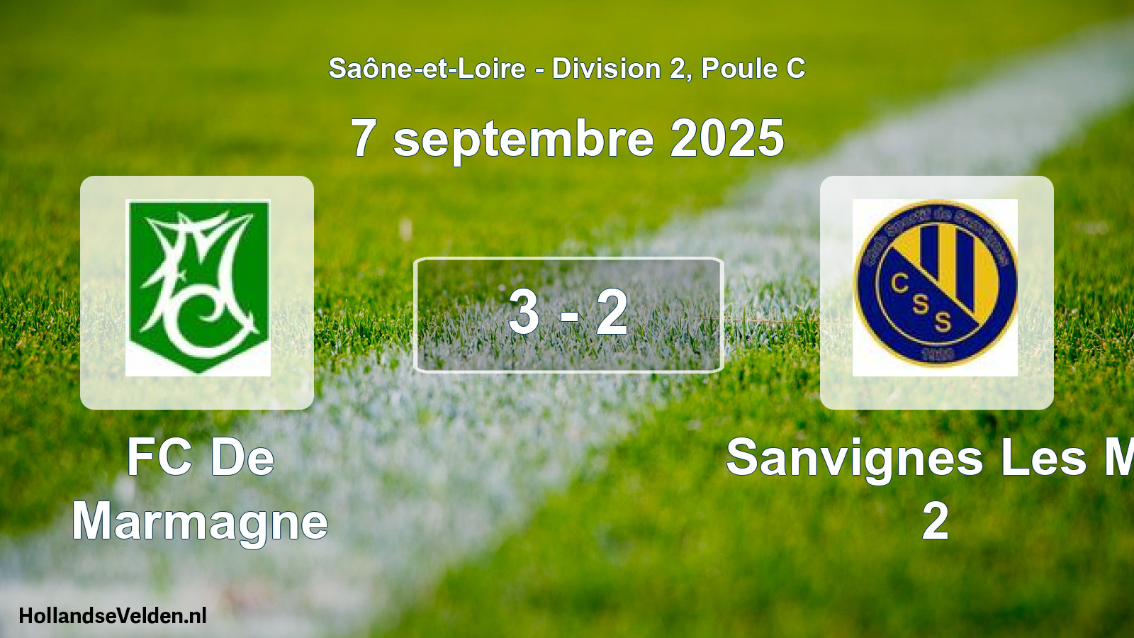Total number of matches played: FC De Marmagne - Sanvignes Les M 2 3 - 2 (7 September 2025)