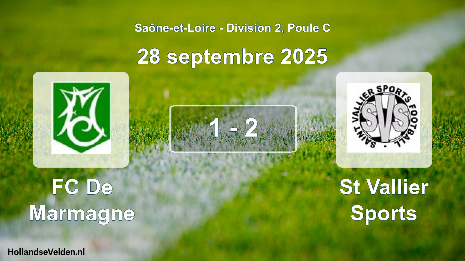 Match joué: FC De Marmagne - St Vallier Sports 1 - 2 (28 septembre 2025)