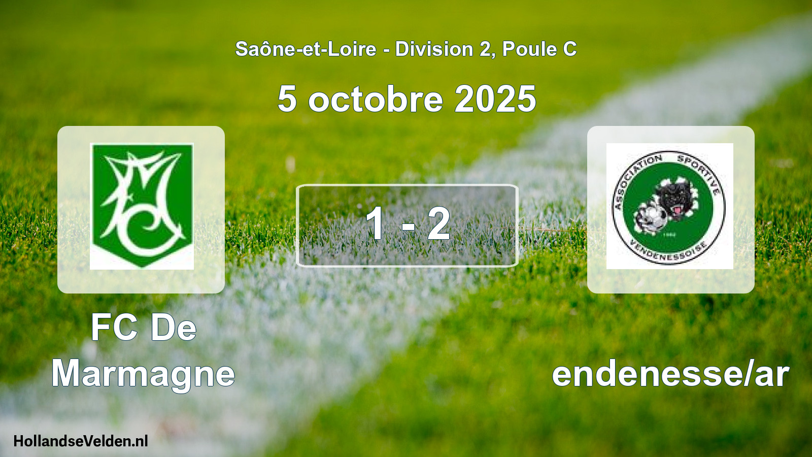 Total number of matches played: FC De Marmagne - Vendenesse/ar 1 - 2 (5 October 2025)