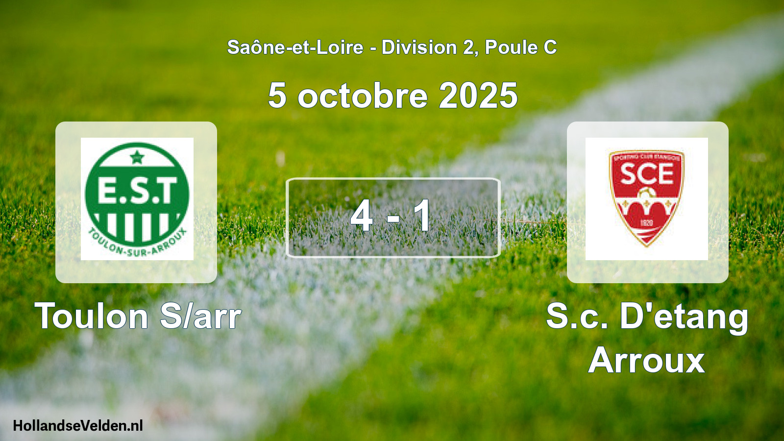 Match joué: Toulon S/arr - S.c. D'etang Arroux 4 - 1 (5 octobre 2025)