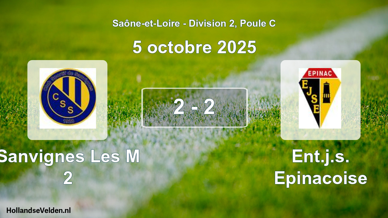 Total number of matches played: Sanvignes Les M 2 - Ent.j.s. Epinacoise 2 - 2 (5 October 2025)