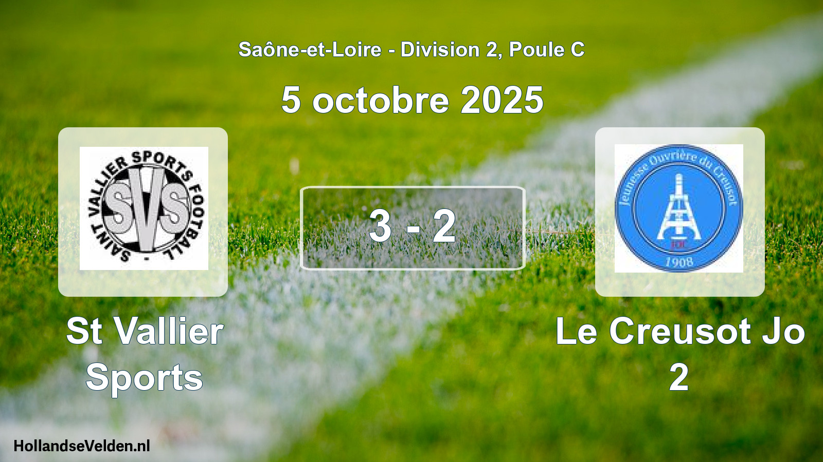 Match joué: St Vallier Sports - Le Creusot Jo 2 3 - 2 (5 octobre 2025)