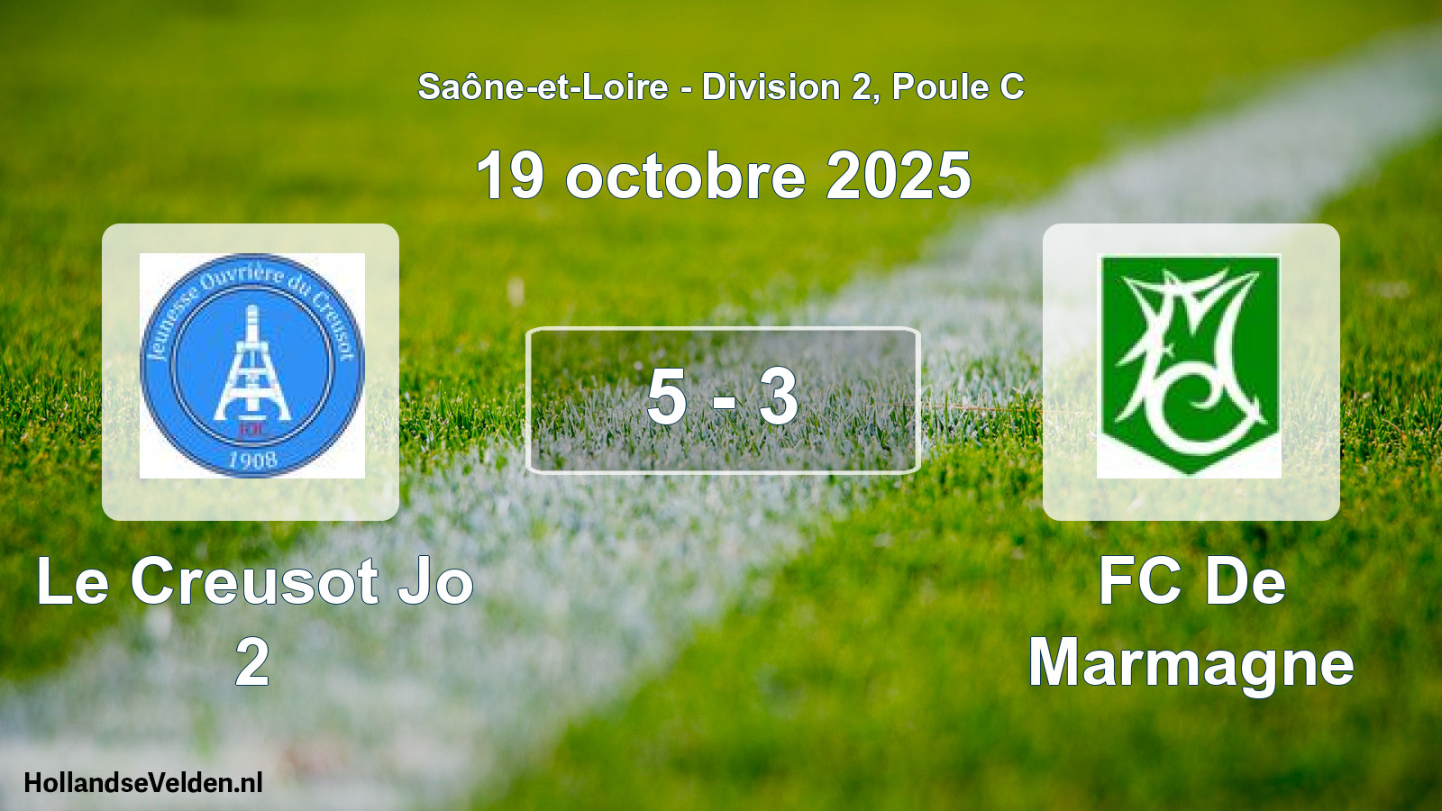 Match joué: Le Creusot Jo 2 - FC De Marmagne 5 - 3 (19 octobre 2025)