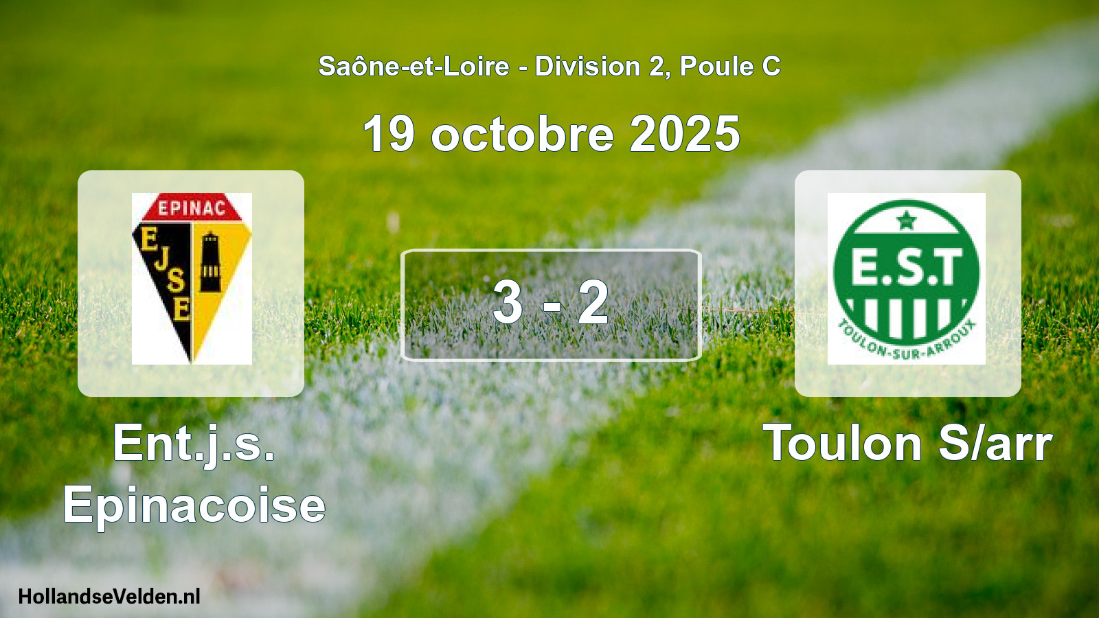 Total number of matches played: Ent.j.s. Epinacoise - Toulon S/arr 3 - 2 (19 October 2025)