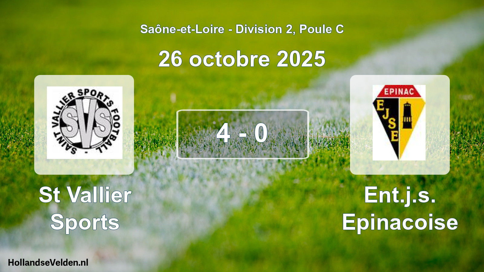 Match joué: St Vallier Sports - Ent.j.s. Epinacoise 4 - 0 (26 octobre 2025)
