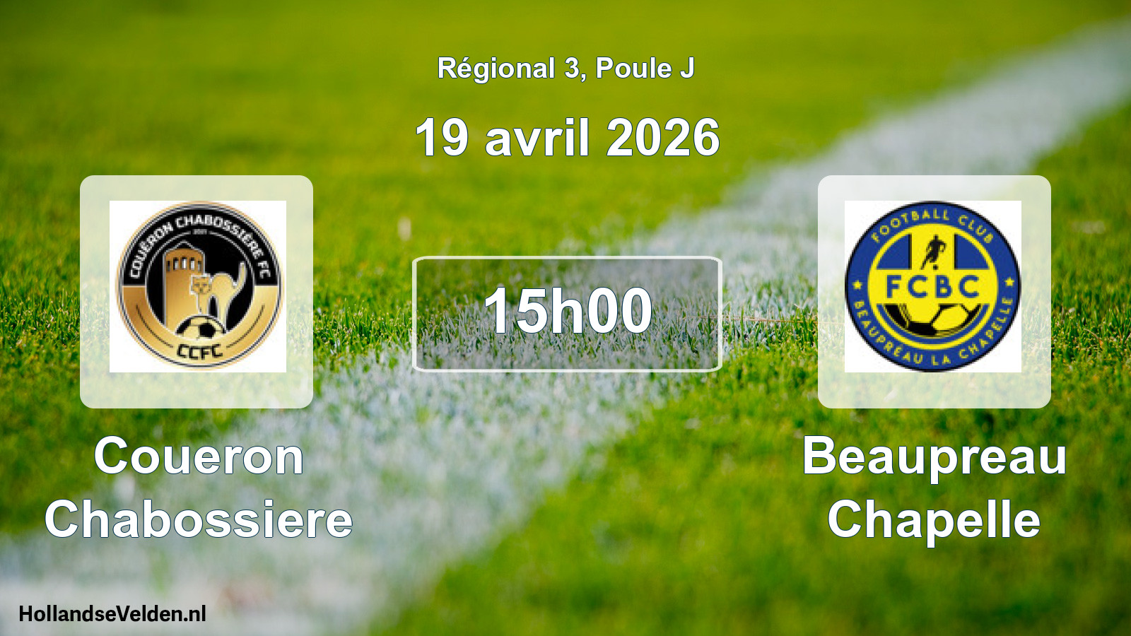 Geplande wedstrijd: Coueron Chabossiere - Beaupreau Chapelle (19 avril 2026)