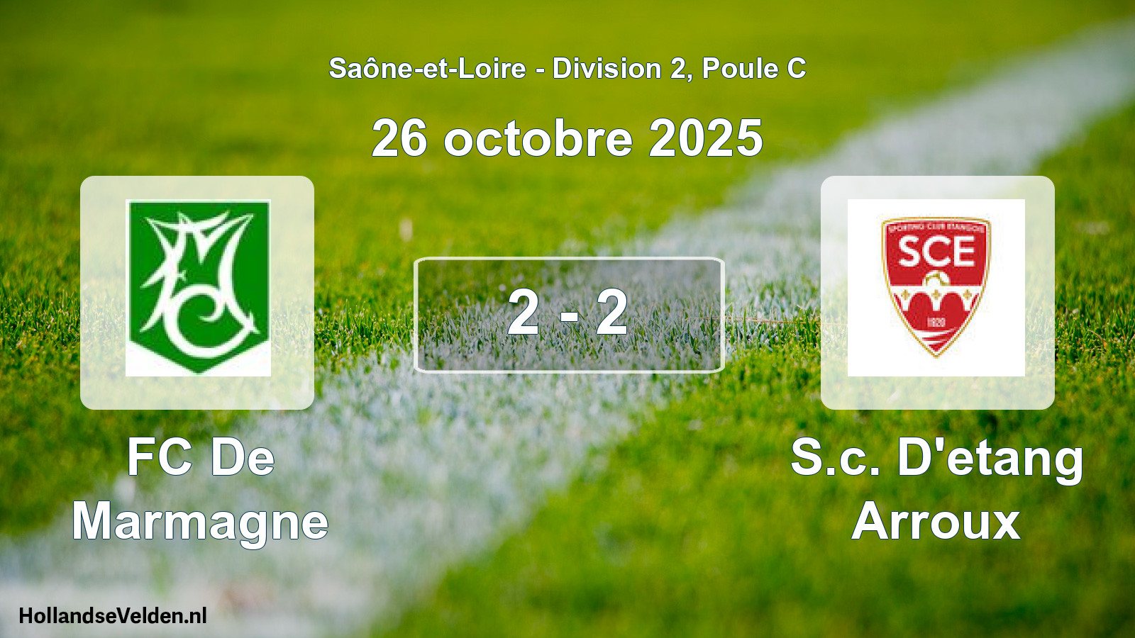 Total number of matches played: FC De Marmagne - S.c. D'etang Arroux 2 - 2 (26 October 2025)