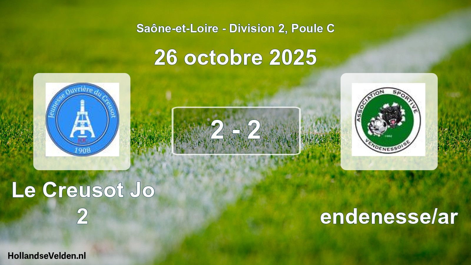 Total number of matches played: Le Creusot Jo 2 - Vendenesse/ar 2 - 2 (26 October 2025)