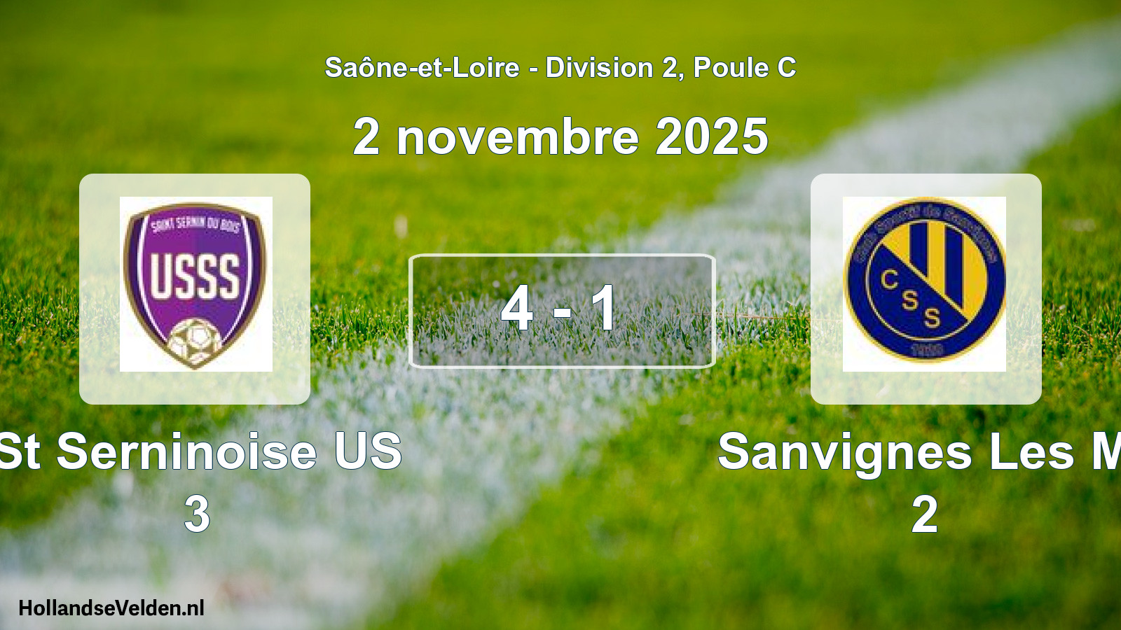 Match joué: St Serninoise US 3 - Sanvignes Les M 2 4 - 1 (2 novembre 2025)