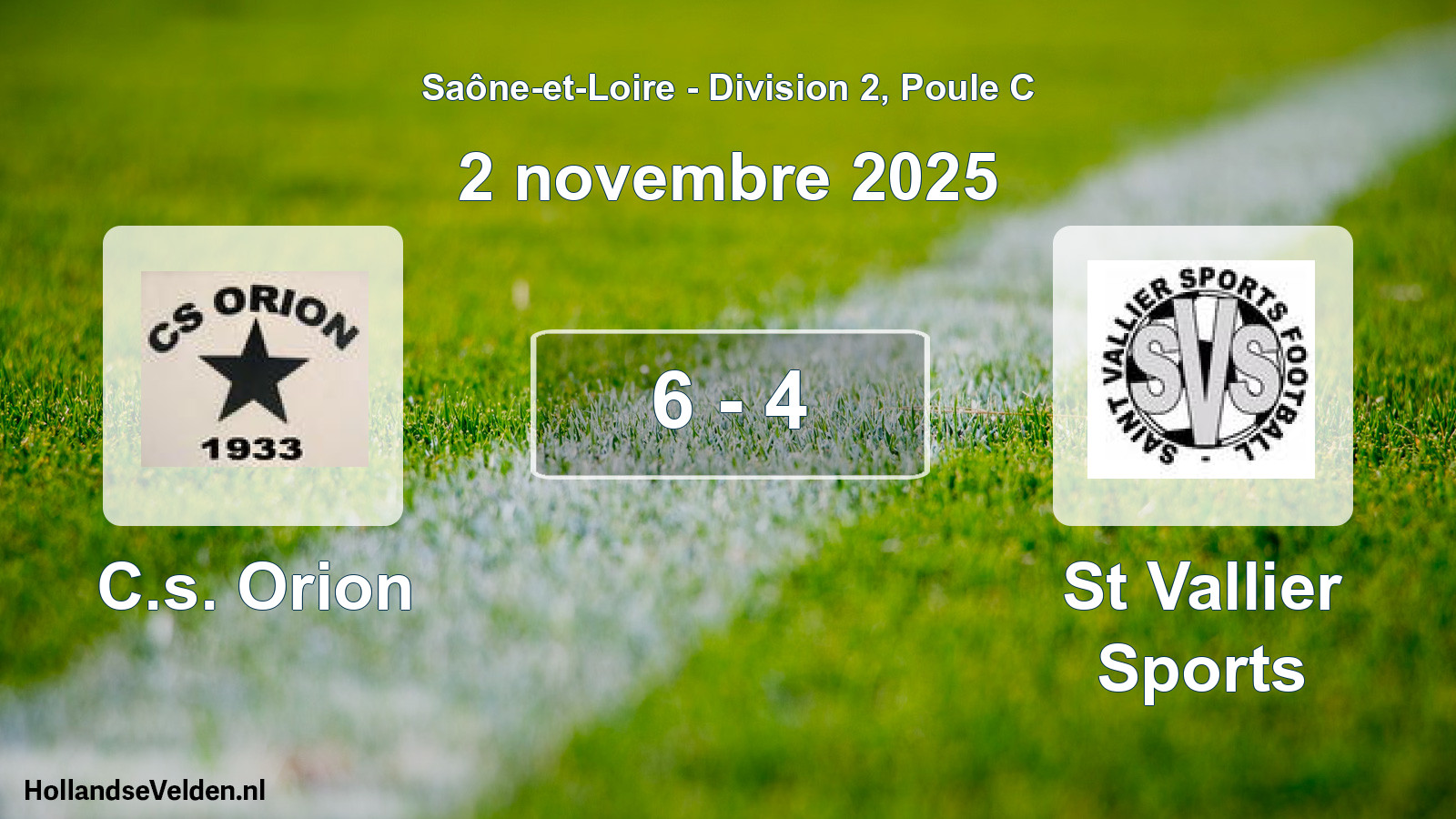 Match joué: C.s. Orion - St Vallier Sports 6 - 4 (2 novembre 2025)