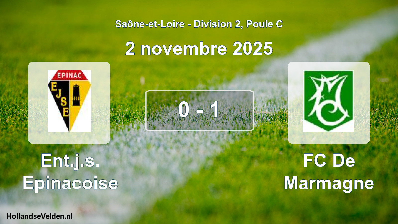 Match joué: Ent.j.s. Epinacoise - FC De Marmagne 0 - 1 (2 novembre 2025)