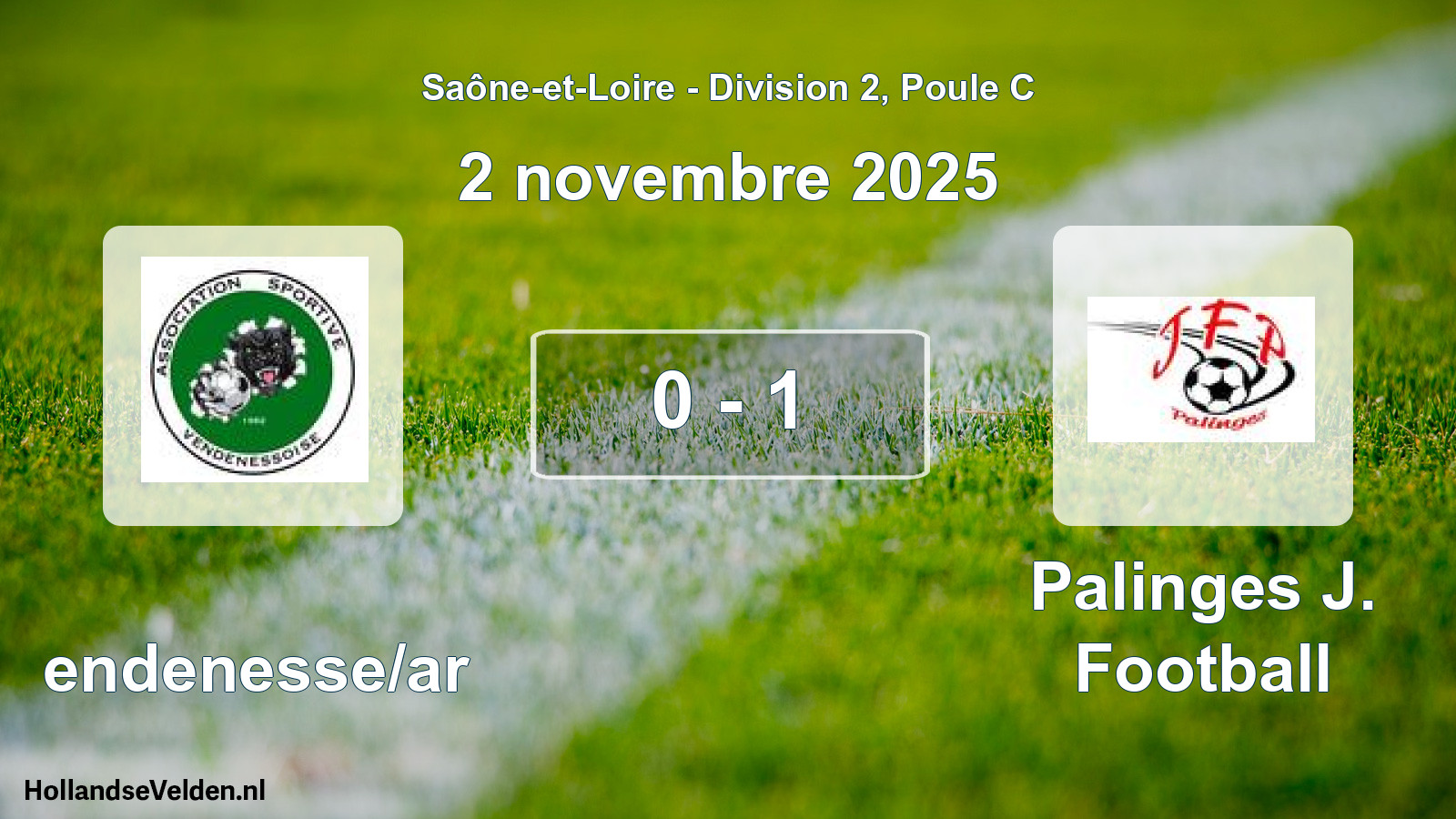 Gespeelde wedstrijd: Vendenesse/ar - Palinges J. Football 0 - 1 (2 november 2025)