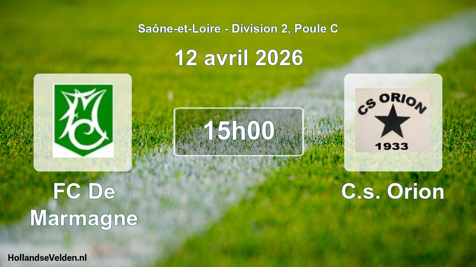 Match programmé: FC De Marmagne - C.s. Orion (12 avril 2026)
