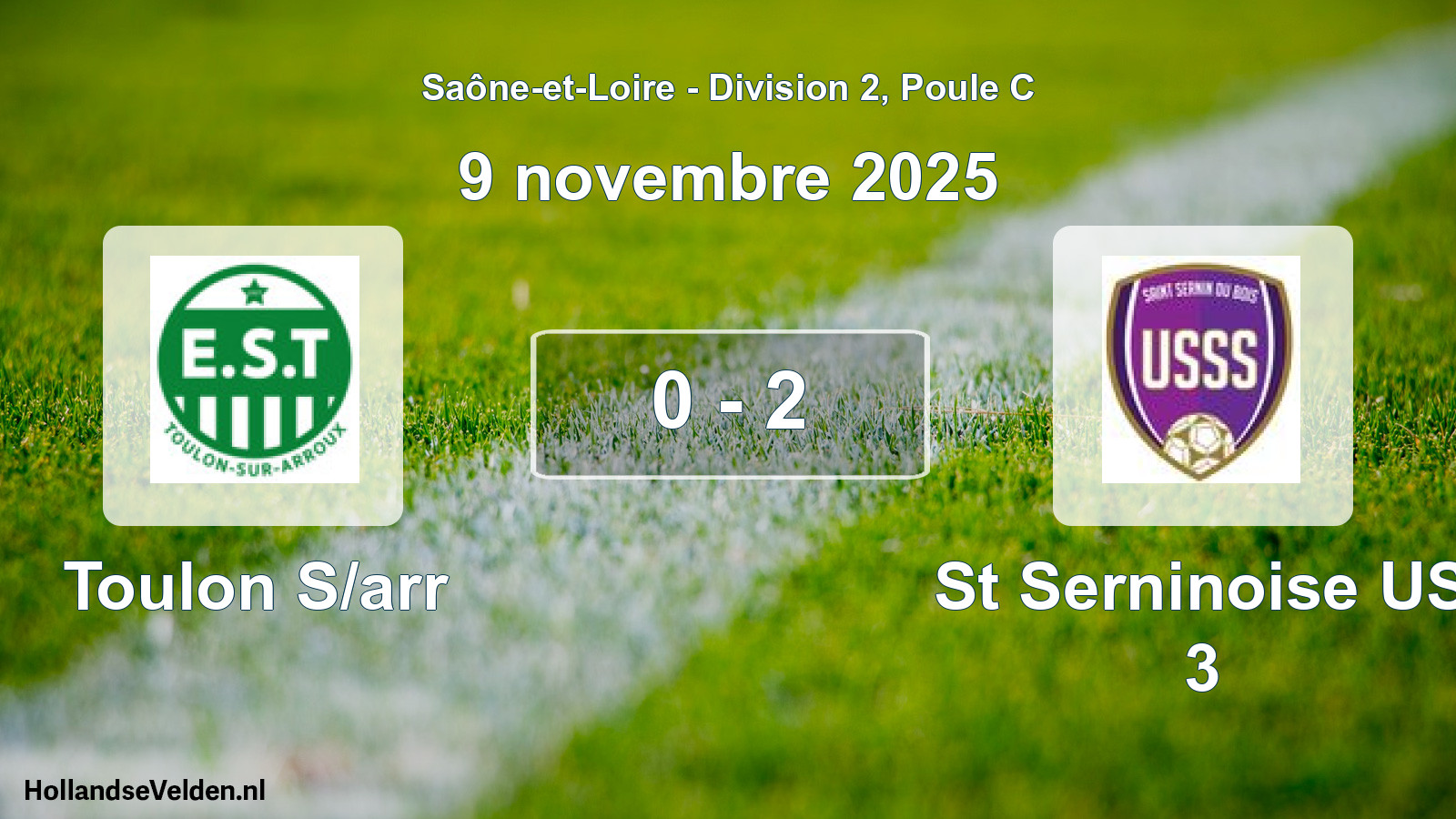 Match joué: Toulon S/arr - St Serninoise US 3 0 - 2 (9 novembre 2025)