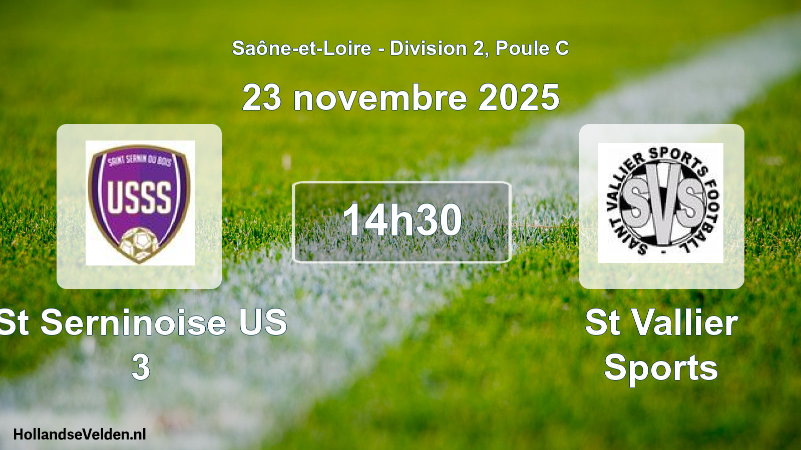 Match programmé: St Serninoise US 3 - St Vallier Sports (23 novembre 2025)