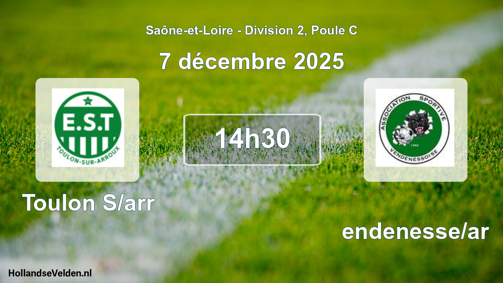 Match programmé: Toulon S/arr - Vendenesse/ar (7 décembre 2025)