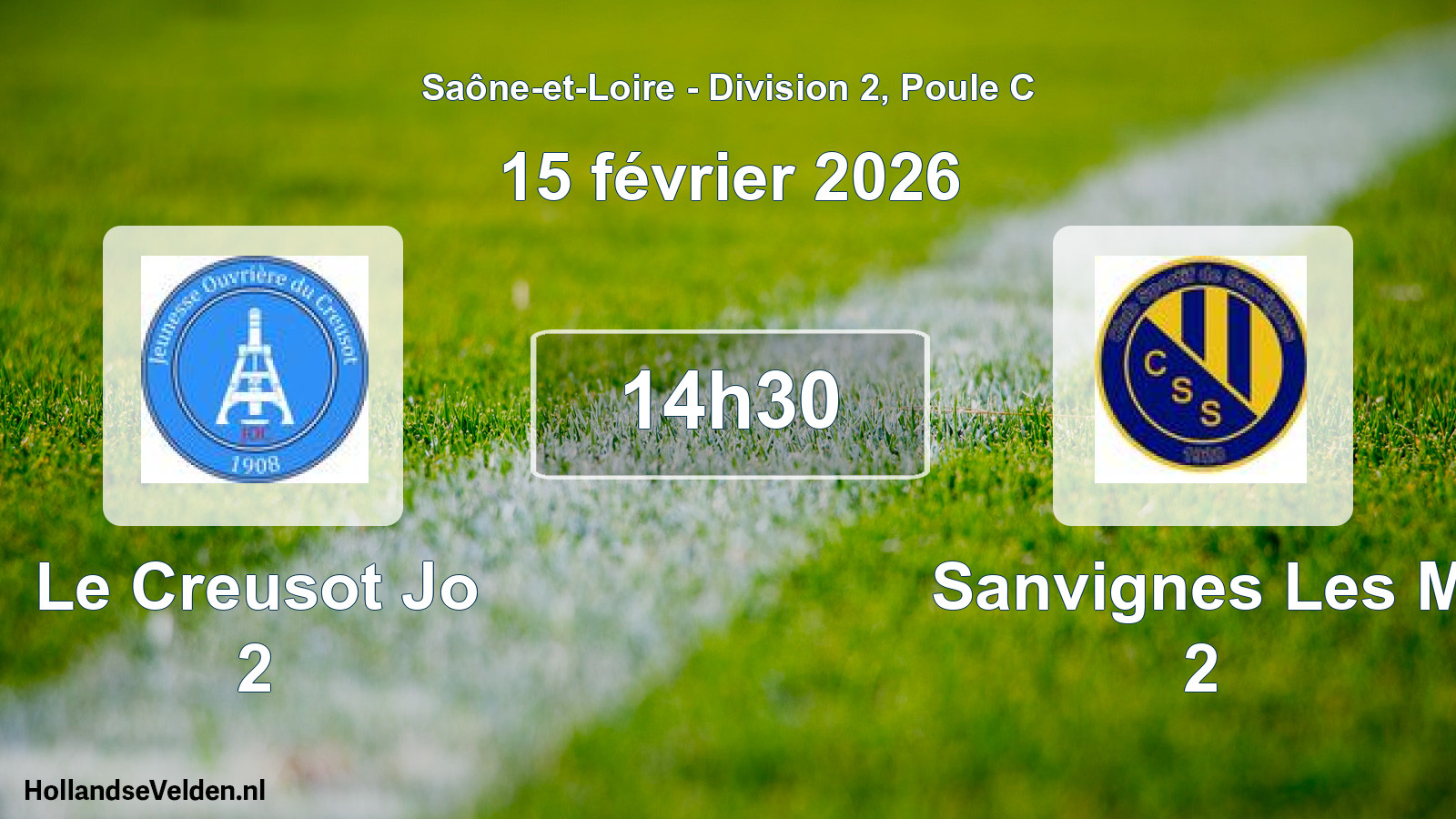 Geplande wedstrijd: Le Creusot Jo 2 - Sanvignes Les M 2 (15 februari 2026)