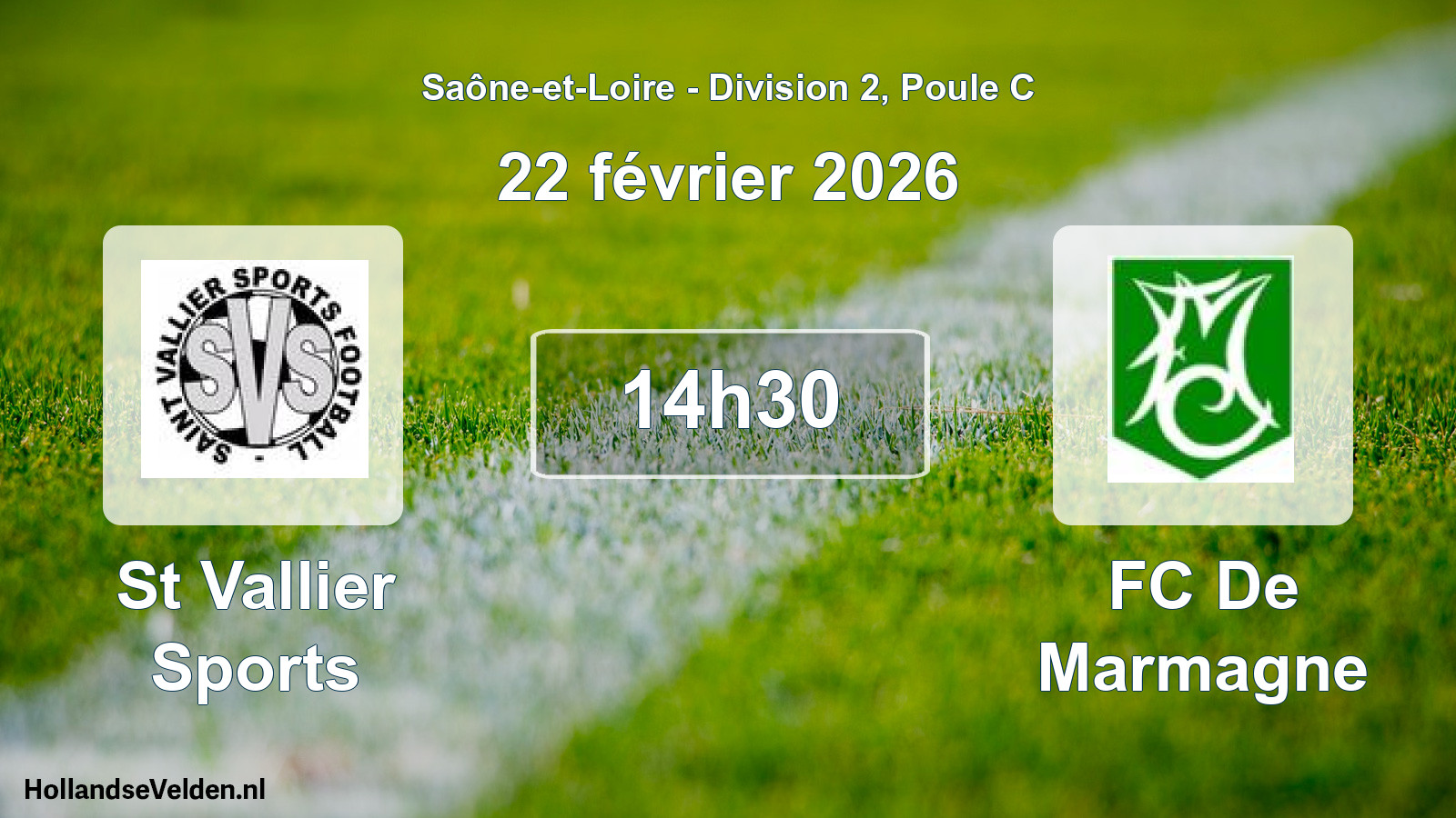 Scheduled Match: St Vallier Sports - FC De Marmagne (22 February 2026)