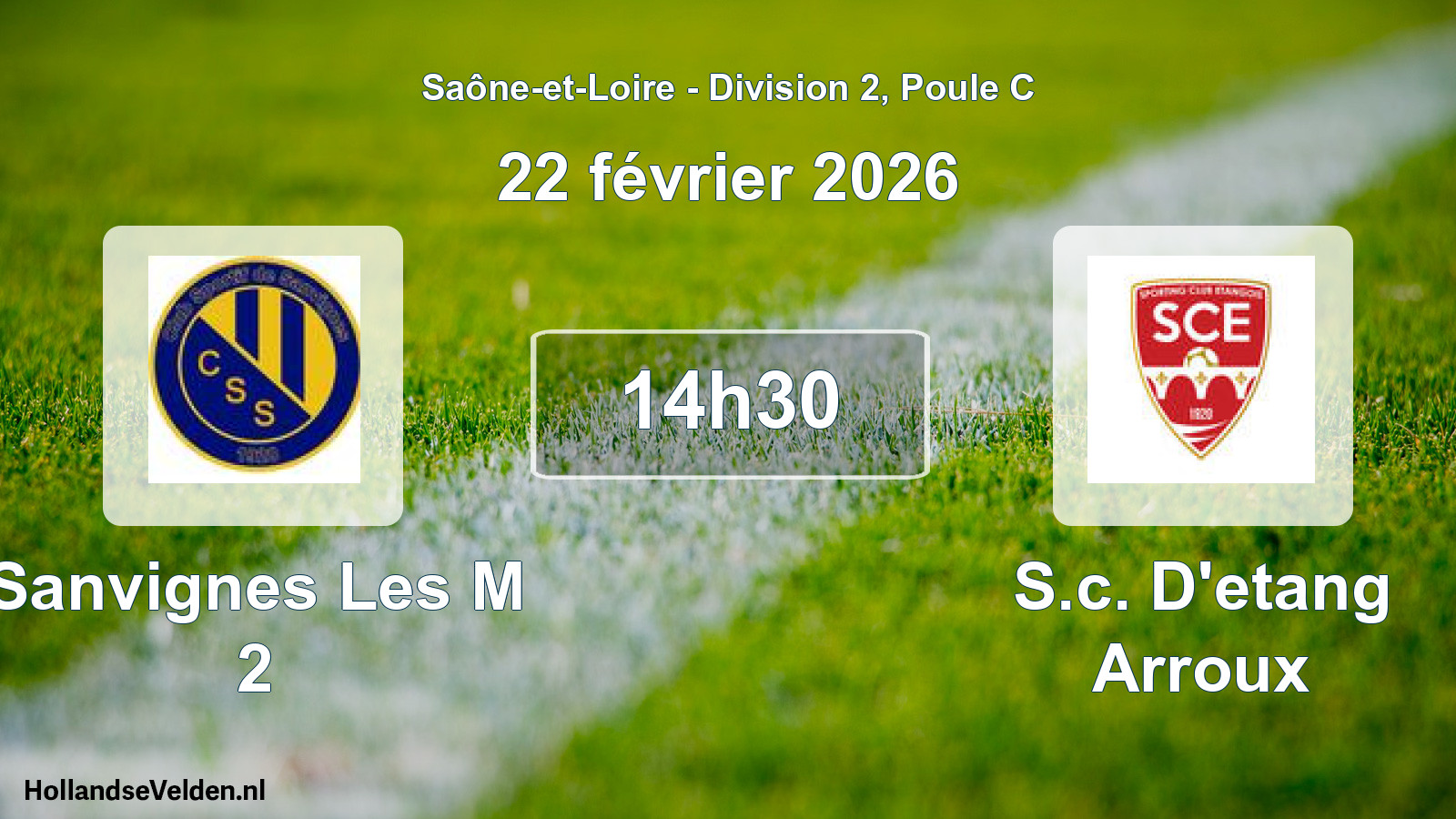 Match programmé: Sanvignes Les M 2 - S.c. D'etang Arroux (22 février 2026)