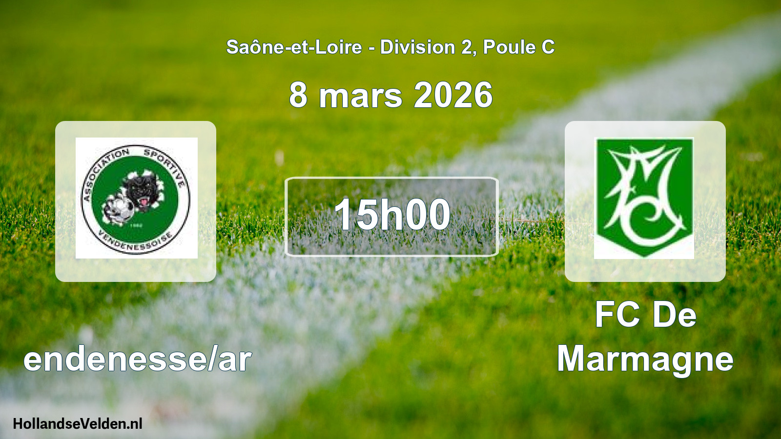 Geplande wedstrijd: Vendenesse/ar - FC De Marmagne (8 maart 2026)