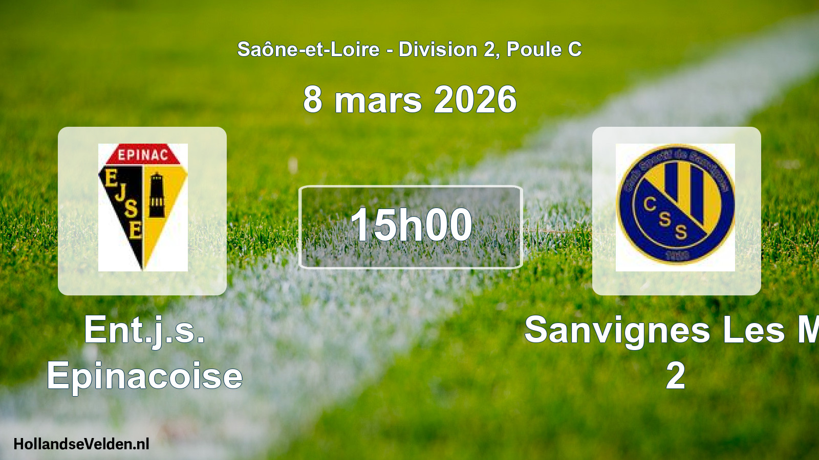 Match programmé: Ent.j.s. Epinacoise - Sanvignes Les M 2 (8 mars 2026)