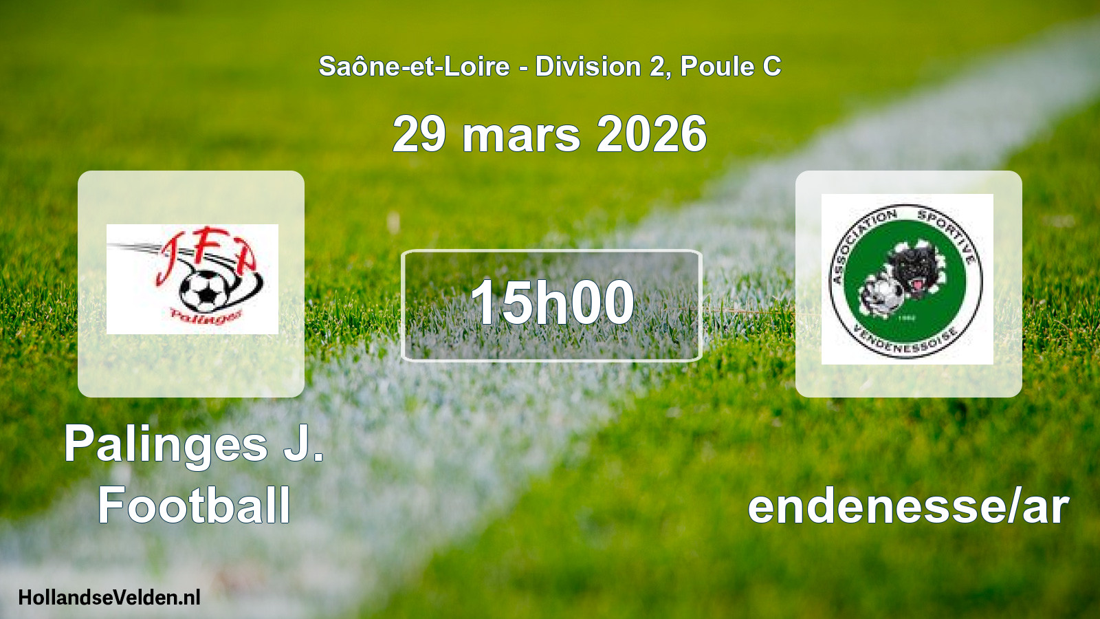 Match programmé: Palinges J. Football - Vendenesse/ar (29 mars 2026)