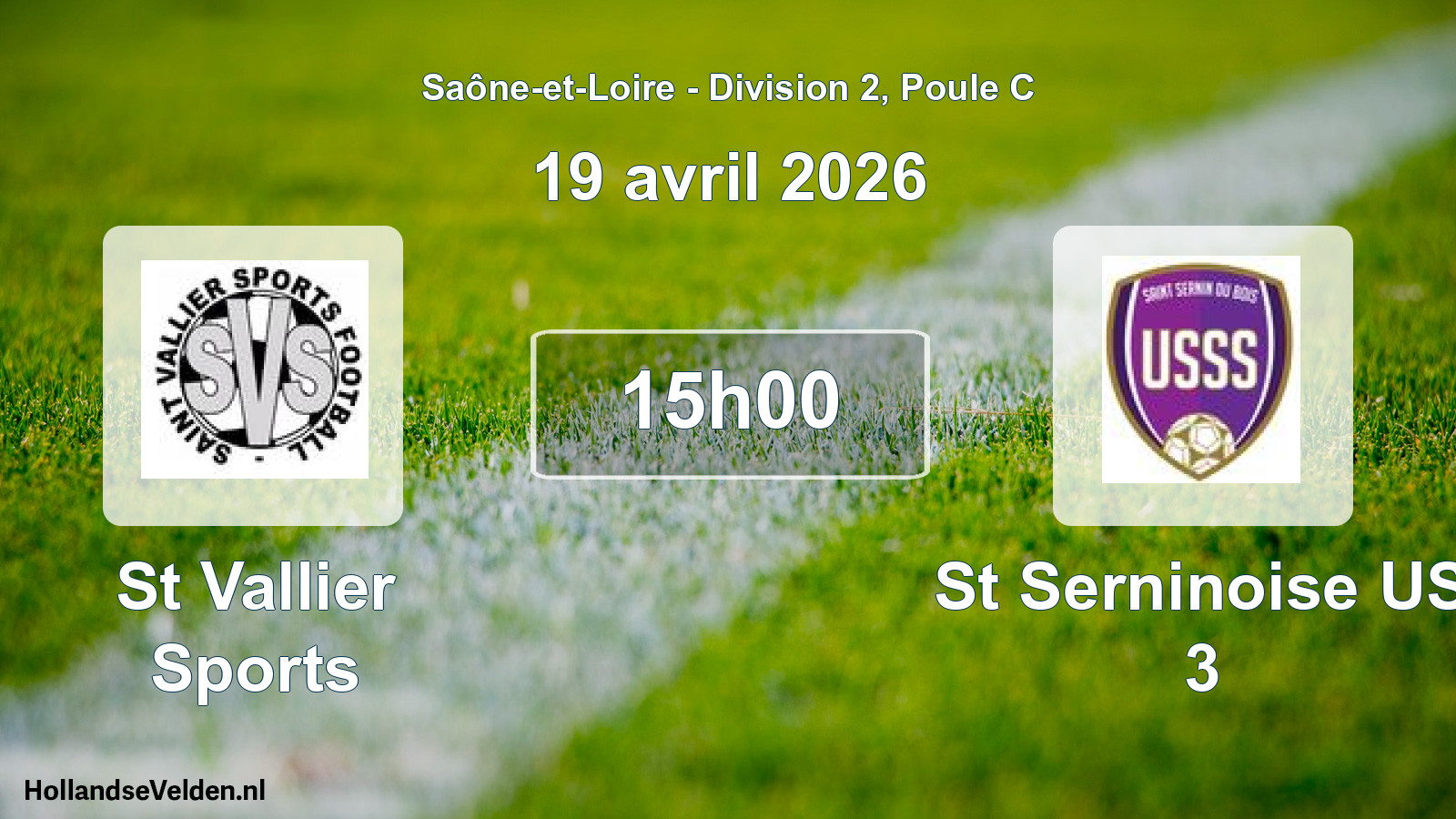 Match programmé: St Vallier Sports - St Serninoise US 3 (19 avril 2026)