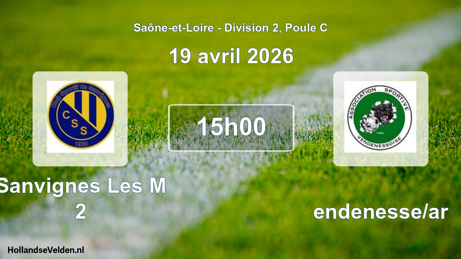 Match programmé: Sanvignes Les M 2 - Vendenesse/ar (19 avril 2026)