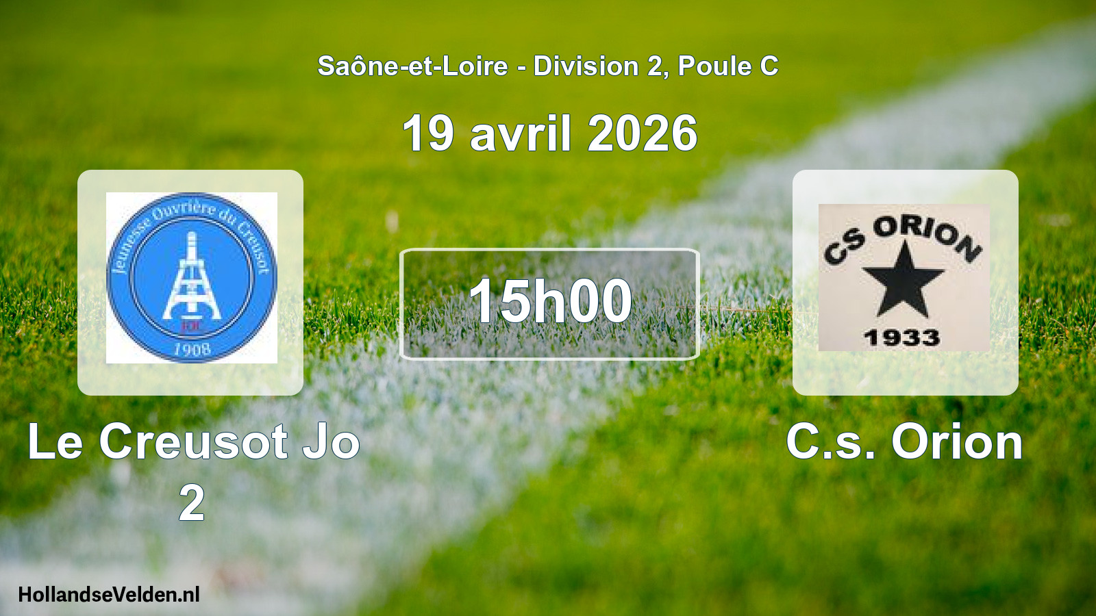 Match programmé: Le Creusot Jo 2 - C.s. Orion (19 avril 2026)