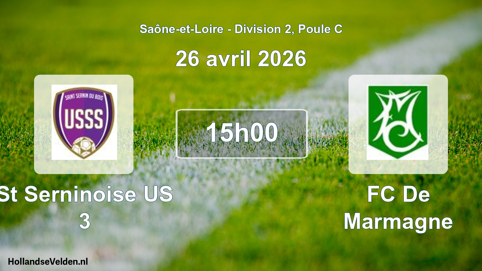 Match programmé: St Serninoise US 3 - FC De Marmagne (26 avril 2026)