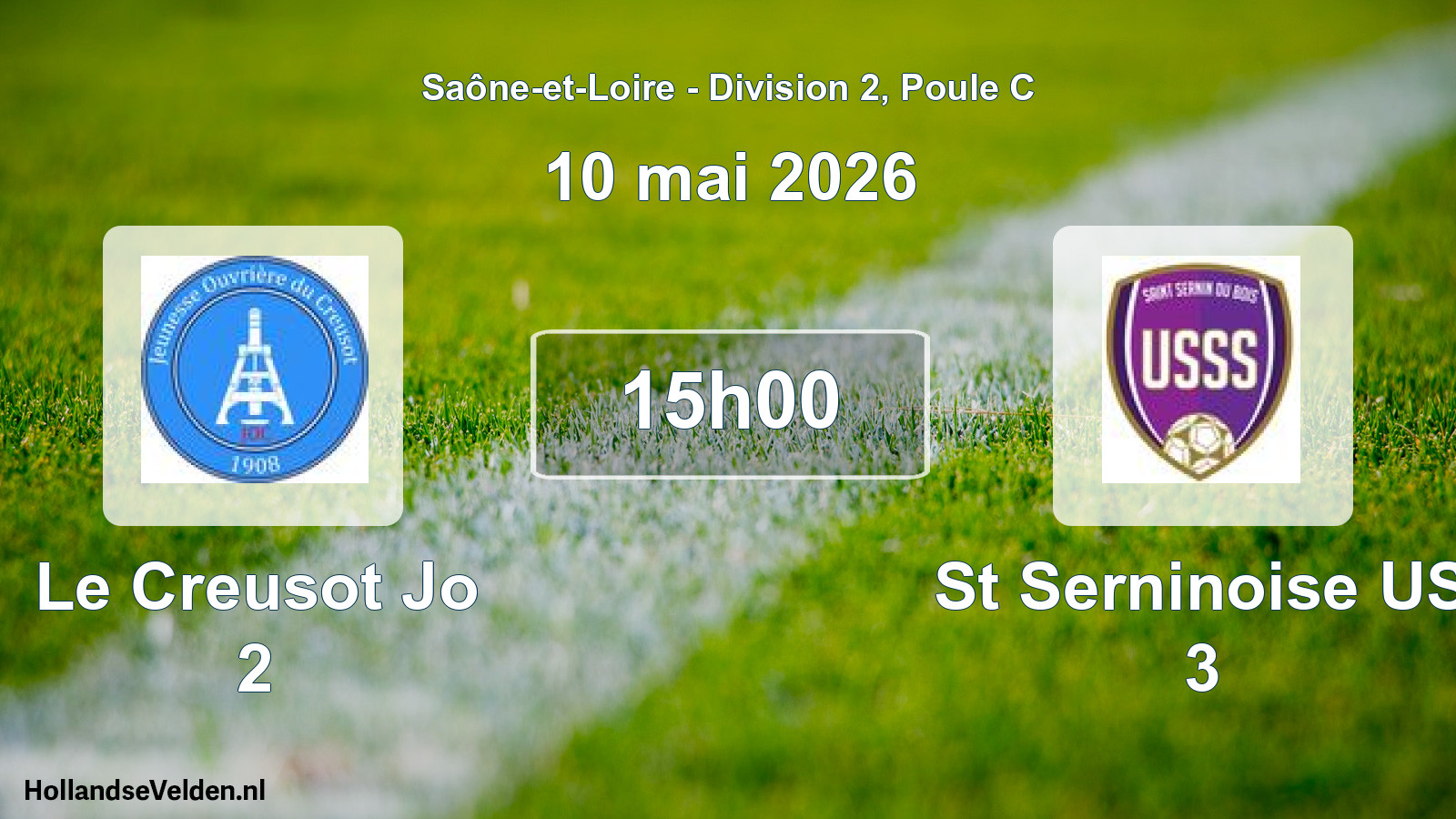 Match programmé: Le Creusot Jo 2 - St Serninoise US 3 (10 mai 2026)