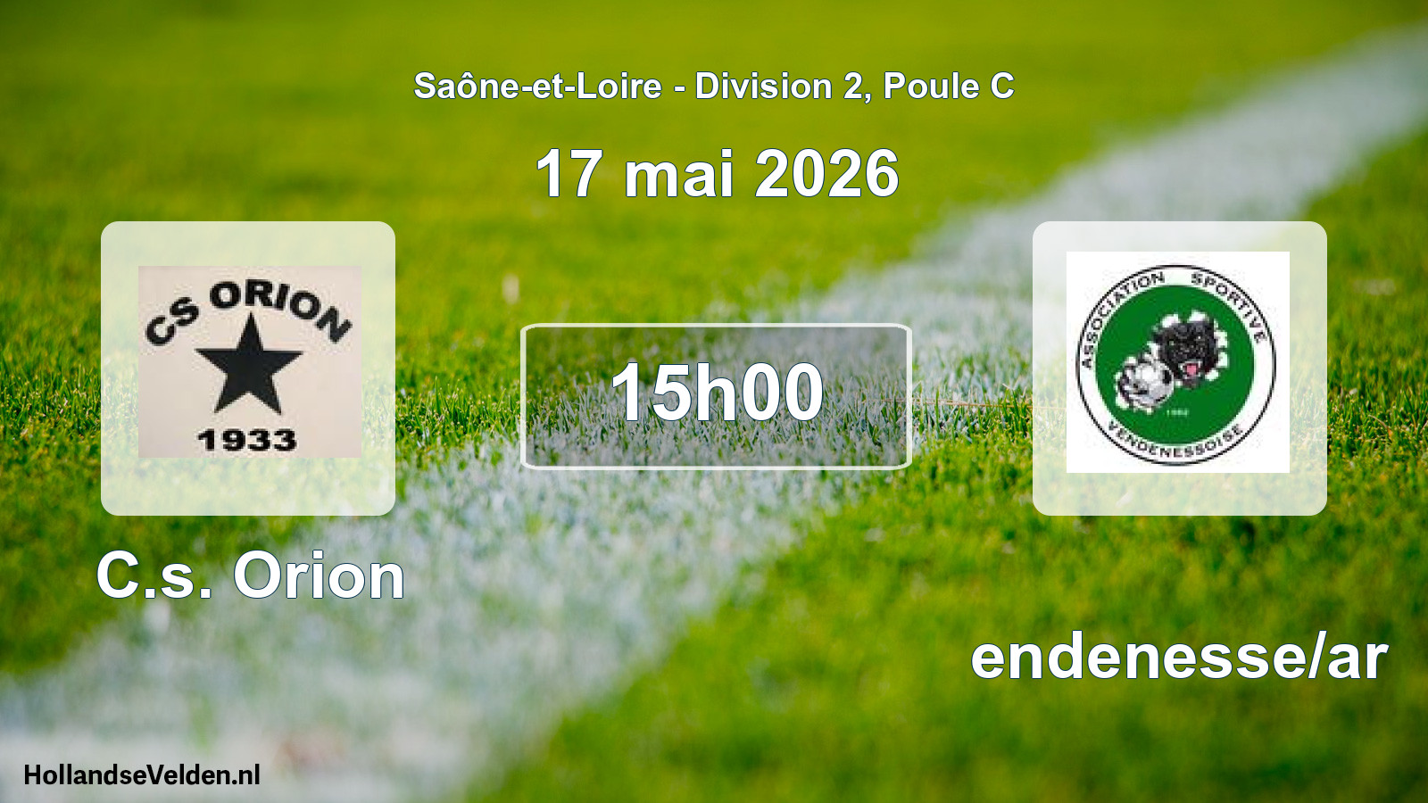 Match programmé: C.s. Orion - Vendenesse/ar (17 mai 2026)