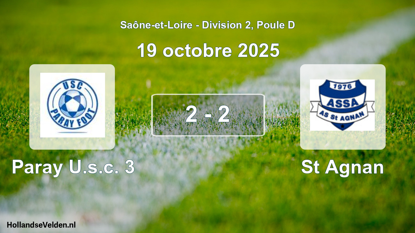 Match joué: Paray U.s.c. 3 - St Agnan 2 - 2 (19 octobre 2025)