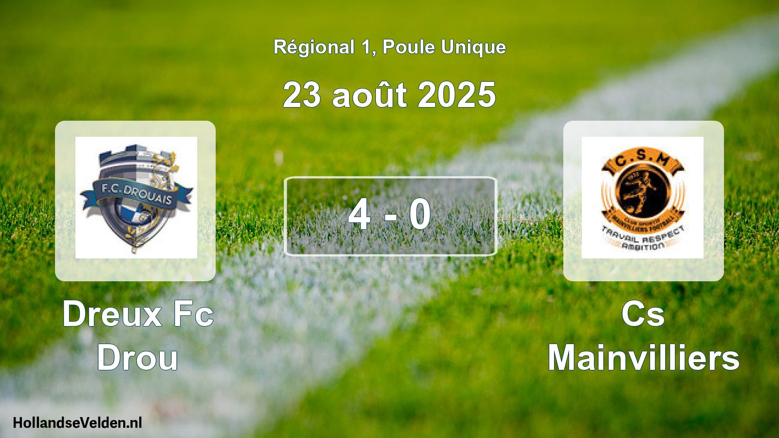 Gespeelde wedstrijd: Dreux Fc Drou - Cs Mainvilliers 4 - 0 (23 août 2025)