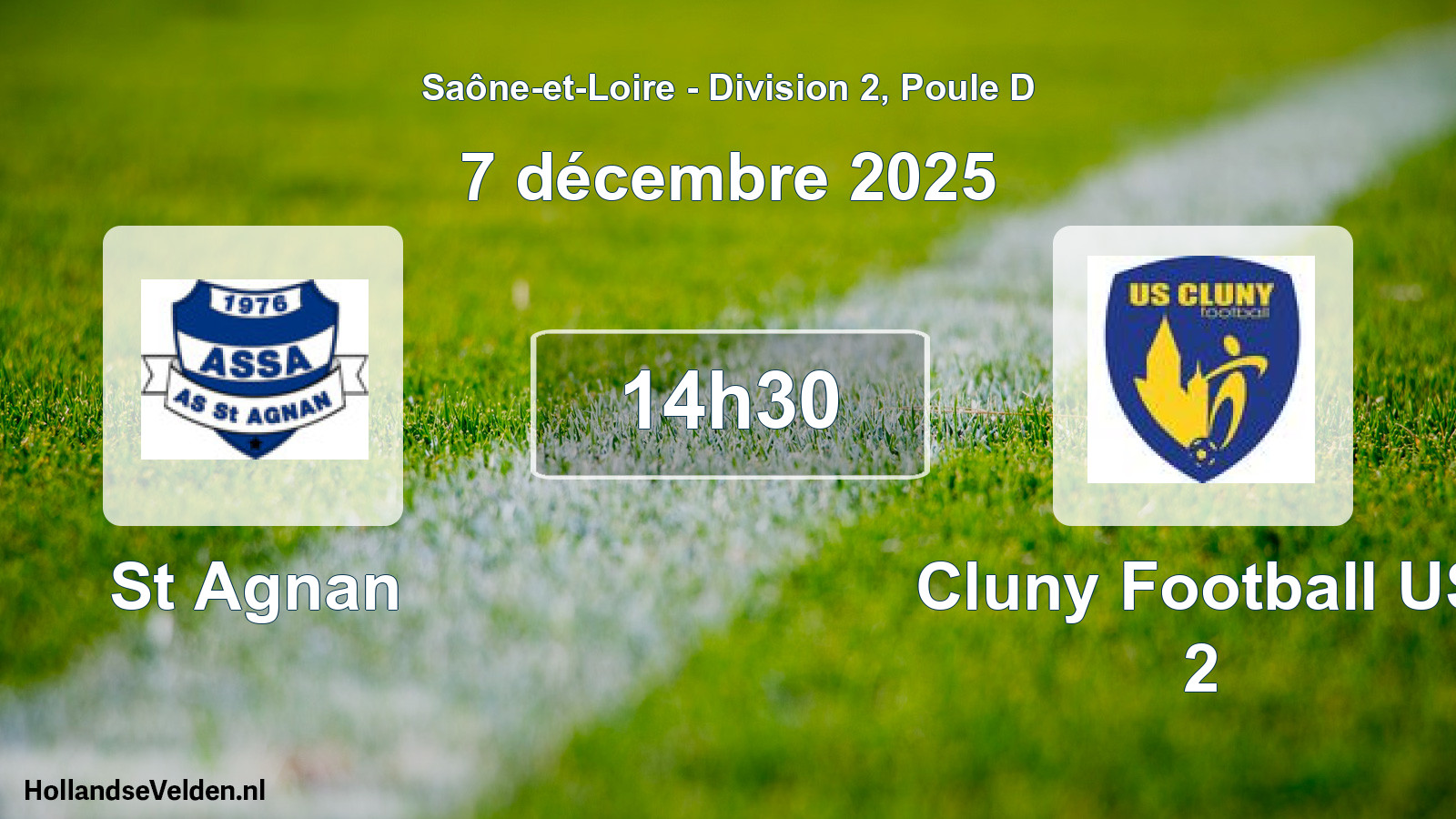 Geplande wedstrijd: St Agnan - Cluny Football US 2 (7 december 2025)