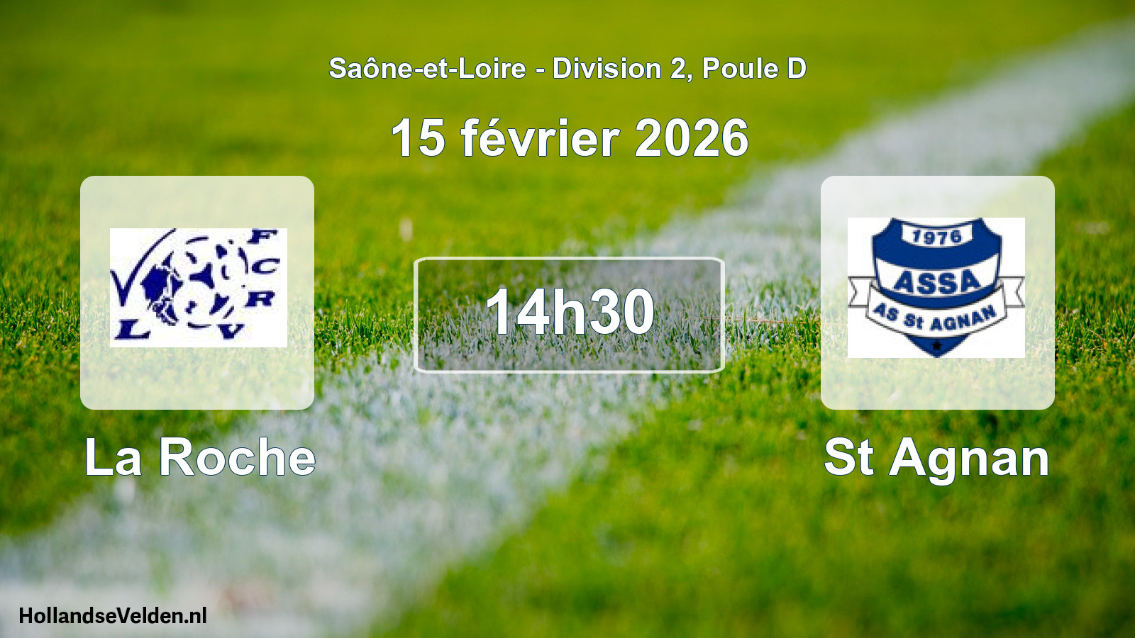 Match programmé: La Roche - St Agnan (15 février 2026)