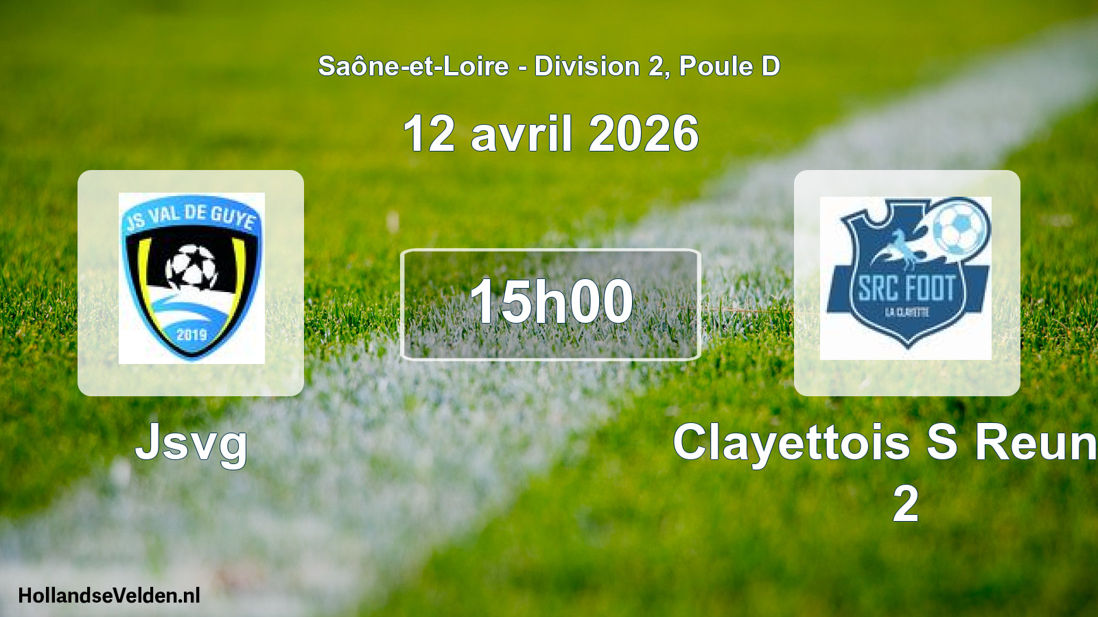 Match programmé: Jsvg - Clayettois S Reunis 2 (12 avril 2026)