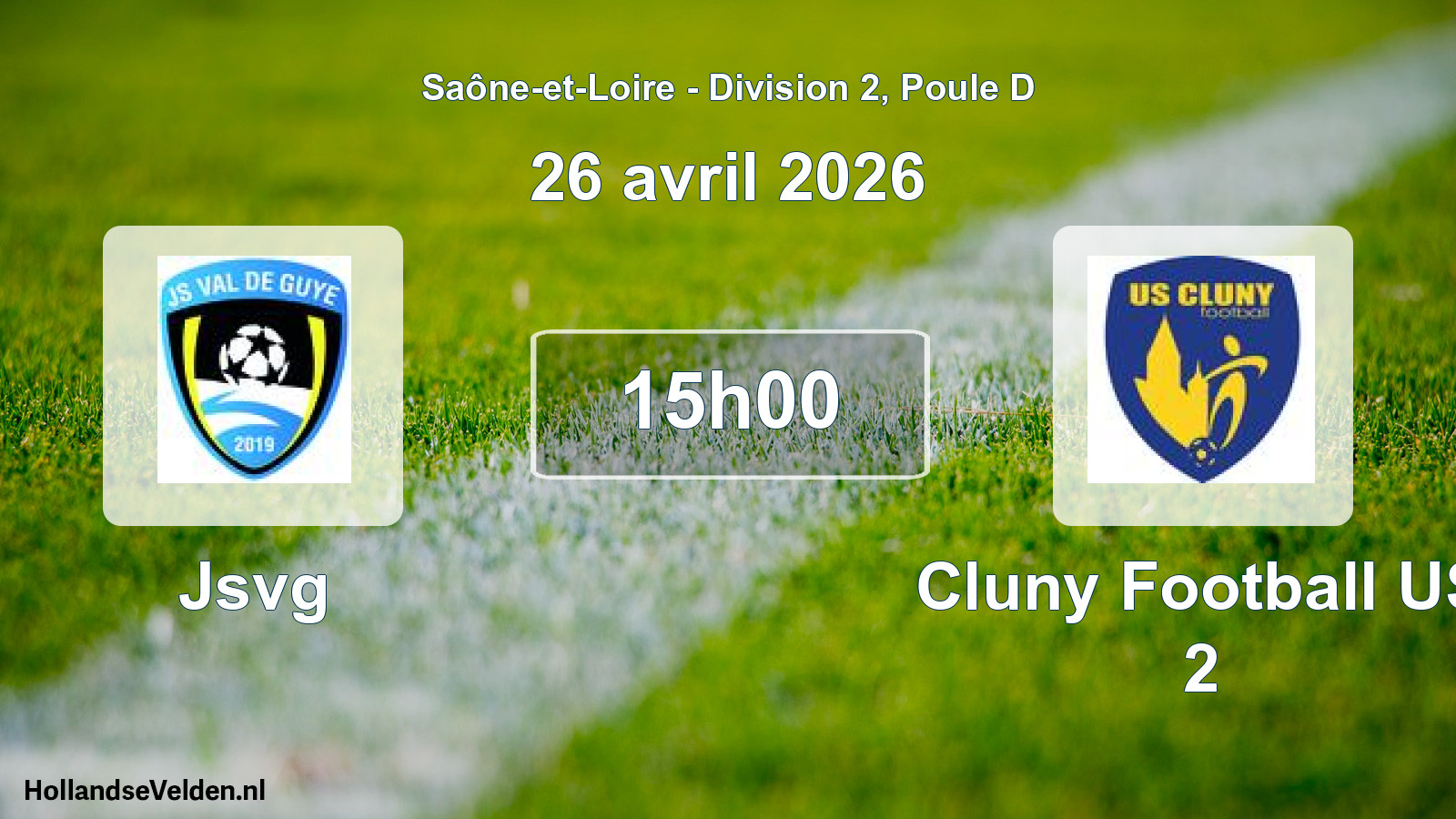 Scheduled Match: Jsvg - Cluny Football US 2 (26 April 2026)