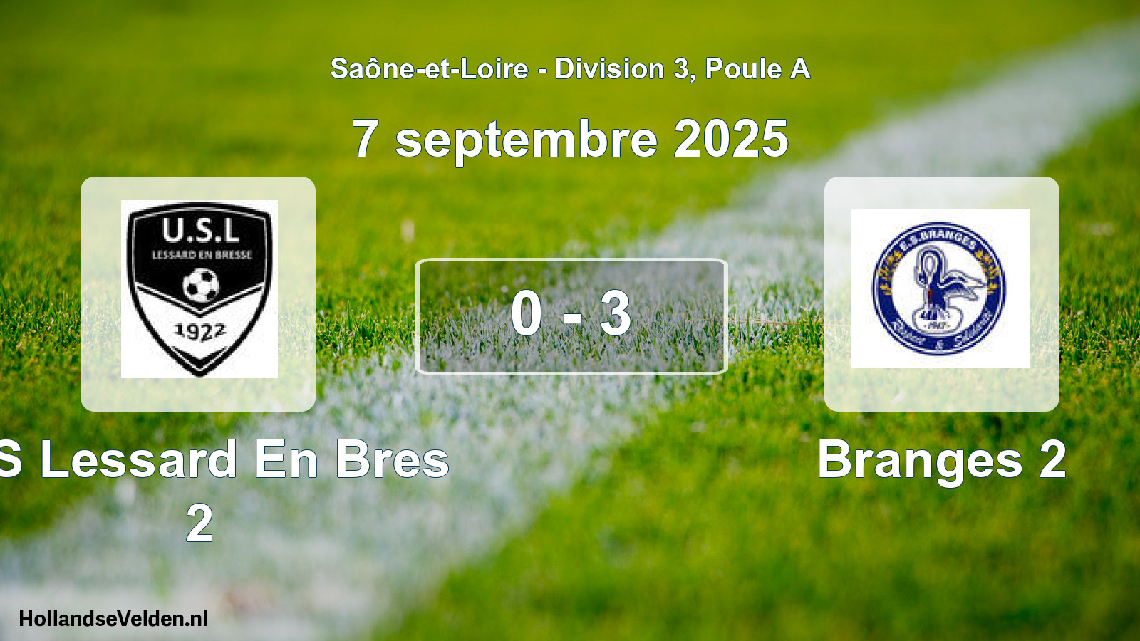 Total number of matches played: US Lessard En Bres 2 - Branges 2 0 - 3 (7 September 2025)