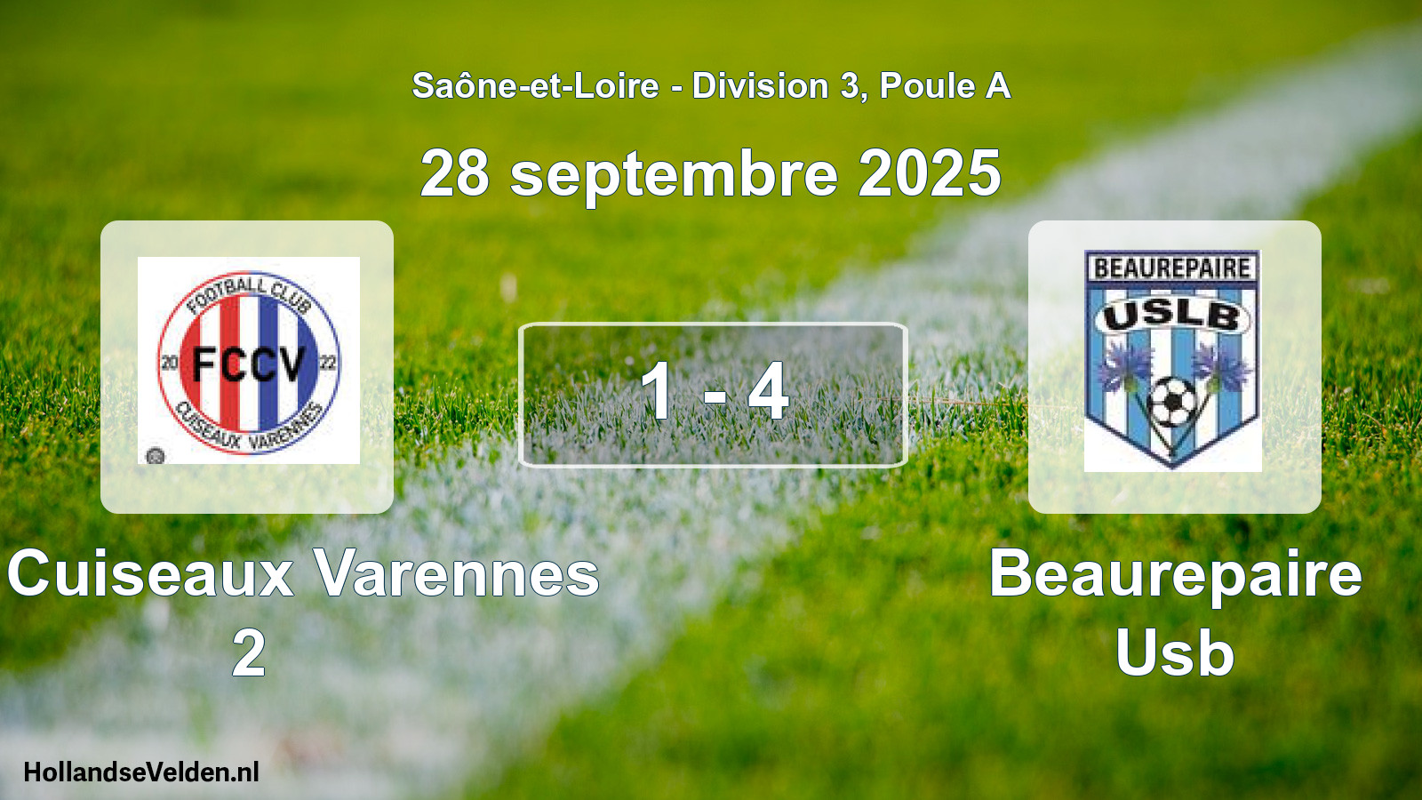 Match joué: FC Cuiseaux Varennes 2 - Beaurepaire Usb 1 - 4 (28 septembre 2025)