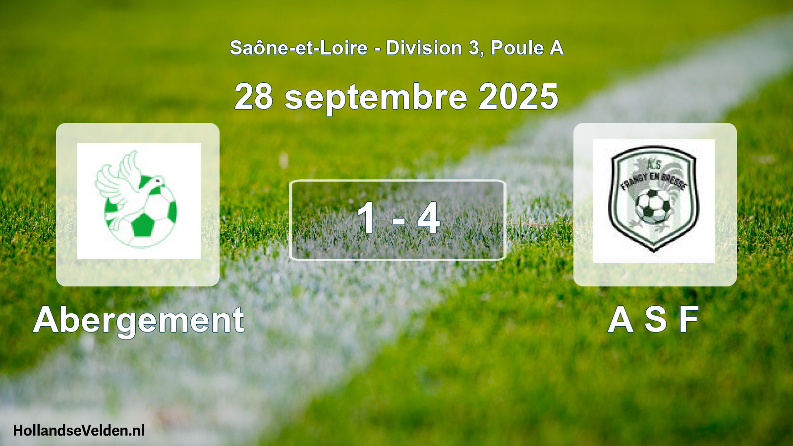 Total number of matches played: Abergement - A S F 1 - 4 (28 September 2025)