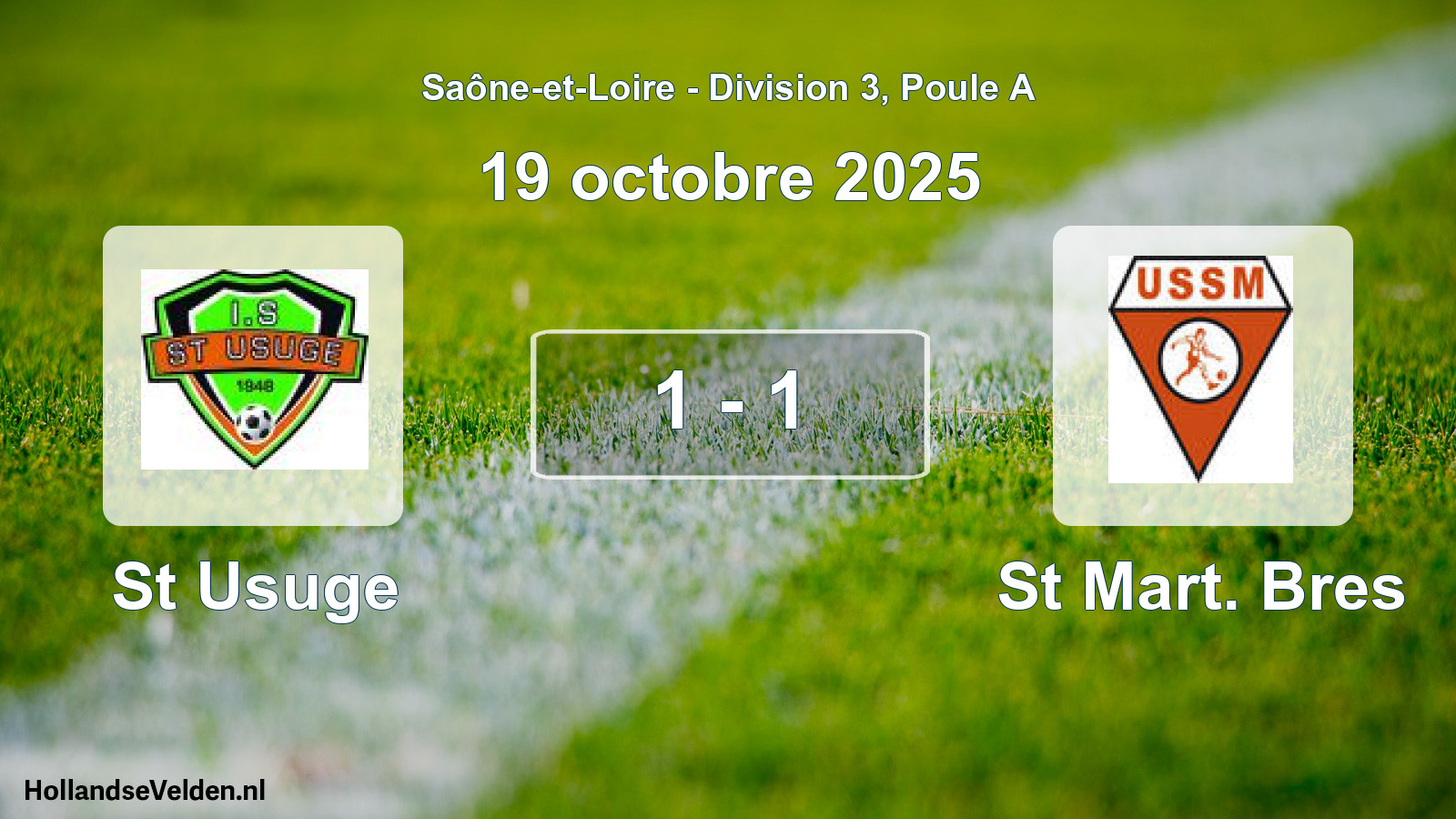 Match joué: St Usuge - St Mart. Bres 1 - 1 (19 octobre 2025)