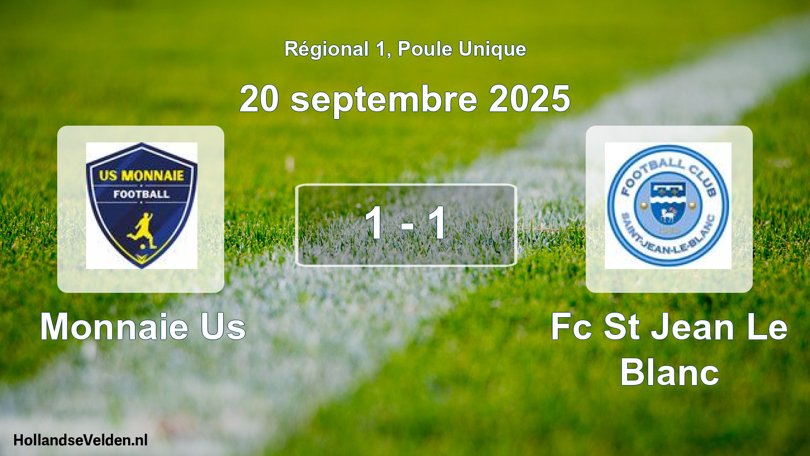 Gespeelde wedstrijd: Monnaie Us - Fc St Jean Le Blanc 1 - 1 (20 septembre 2025)
