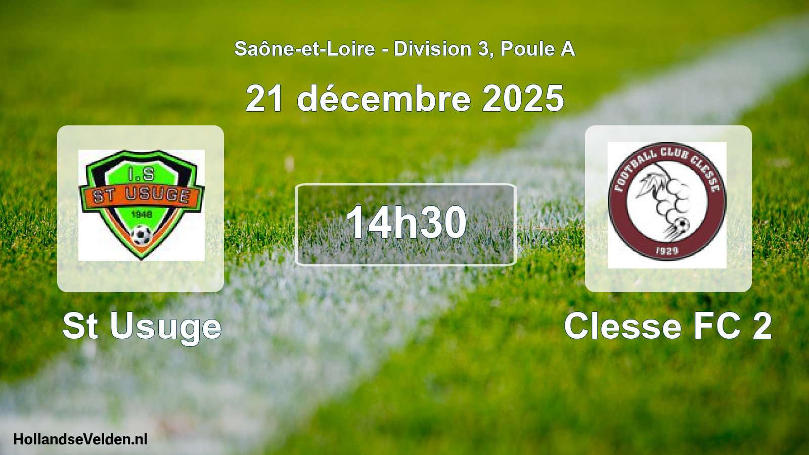 Match programmé: St Usuge - Clesse FC 2 (9 novembre 2025)